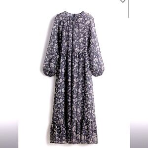 NWOT H&M Divided Floral Sheer Maxi dress puff sleeve chiffon medium long paisley